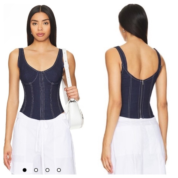 New! Superdown Aida Denim Bustier in Dark Wash 💙 Small NWT! - Picture 5 of 12